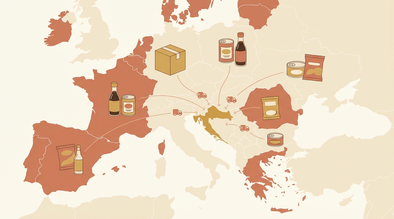 Delivery map showing shipping from Croatia across Europe